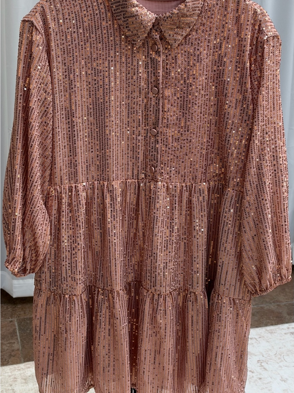 NWT Anthropologie Maeve Bettina Rose Gold Sequin Mini Dress S